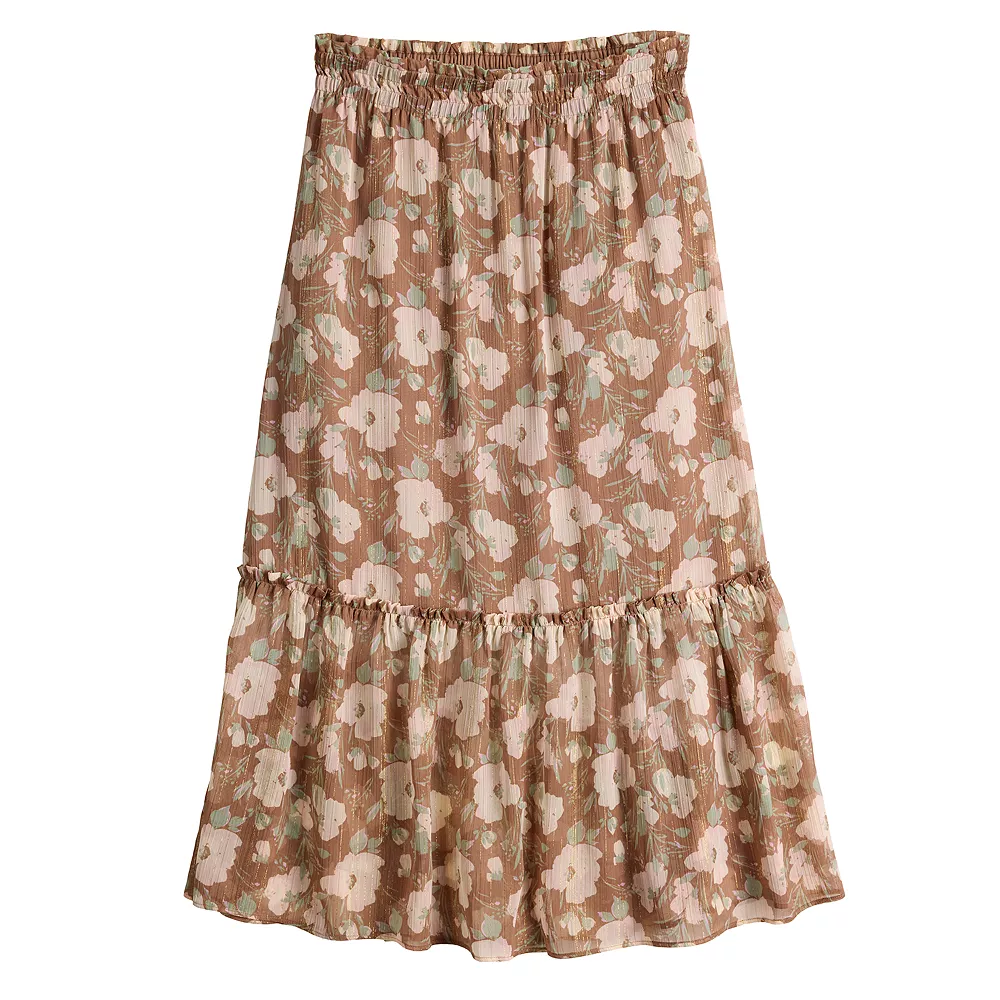 Women's LC Lauren Conrad Smocked Flounce Midi Skirt - Image 3