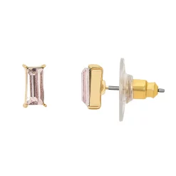 LC Lauren Conrad Gold Tone Pink Crystal Baguette Stud Earrings