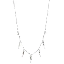 LC Lauren Conrad Clear Baguette and Simulated Pearls Shaky Necklace