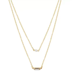 LC Lauren Conrad Gold Tone 2 Row Clear Baguette and Simulated Pearl Necklace