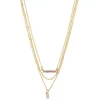 LC Lauren Conrad Gold Tone 3 Row Pink Baguettes Bar and Pendant Necklace