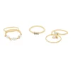 LC Lauren Conrad Gold Tone Clear Baguettes and Simulated Pearls Multi Ring Set