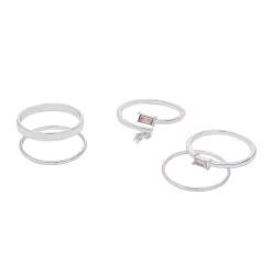 LC Lauren Conrad Silver Tone Pink Baguettes Multi Ring Set