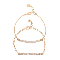 LC Lauren Conrad Simulated Pearl and Baguette Nickel Free Bracelet Set