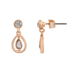LC Lauren Conrad Rose Gold Tone Openwork Halo Teardrop Earrings
