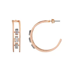 LC Lauren Conrad Rose Gold Tone Openwork Baguette Hoop Earrings