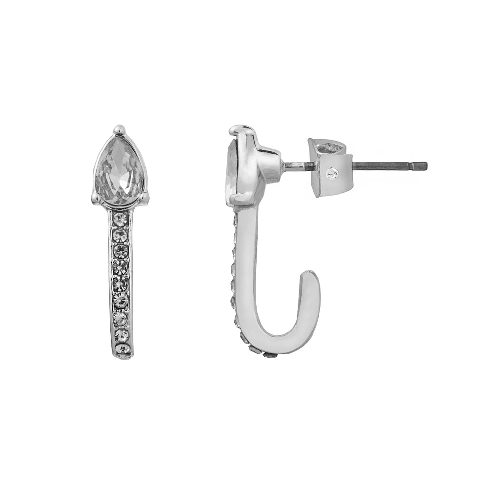 LC Lauren Conrad Teardrop & Pave J Hoop Earrings - Image 2