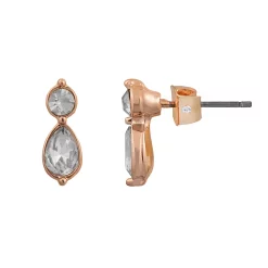LC Lauren Conrad Rose Gold Tone Crystal Drop Earrings