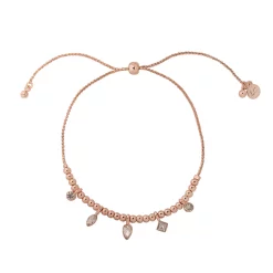 LC Lauren Conrad Rose Gold Tone Geometric Crystal Charm Adjustable Bracelet