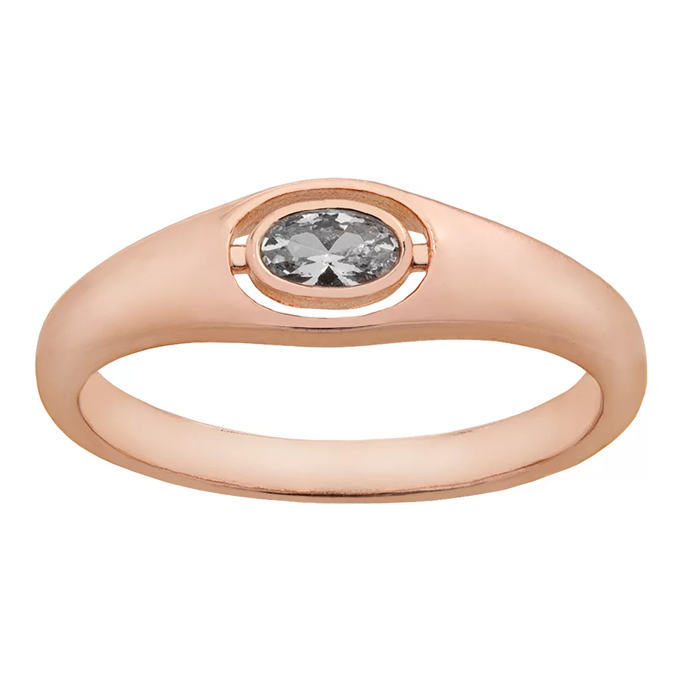 LC Lauren Conrad Rose Gold Tone Oval Simulated Crystal Nickel Free Ring