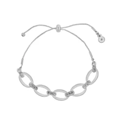 LC Lauren Conrad Silver Tone Pave Oval Link Pull Tie Nickel Free Bracelet