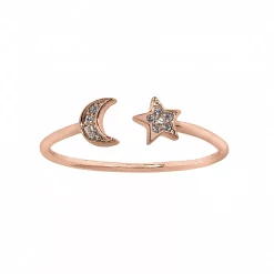 LC Lauren Conrad Silver Tone Pave Moon and Star Open Nickel Free Ring