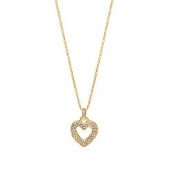 LC Lauren Conrad Gold Tone Thick Pave Heart Nickel Free Pendant Necklace
