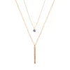 LC Lauren Conrad Gold Tone Long 2 Row Pave Bar Nickel Free Pendant Necklace