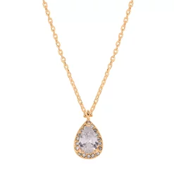 LC Lauren Conrad Gold Tone Short Simulated Crystal Teardrop Nickel Free Pendant Necklace