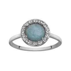 LC Lauren Conrad Silver Tone Round Epoxy Resin Halo Nickel Free Ring