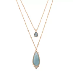 LC Lauren Conrad Gold Tone Long Multi and Gem Layered Nickel Free Pendant Necklace