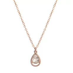 LC Lauren Conrad Rose Gold Tone Simulated Crystal Teardrop Nickel Free Pendant Necklace