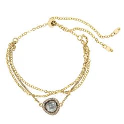 LC Lauren Conrad Gold Tone Black Crystal Multi-Strand Adjustable Bracelet