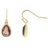 LC Lauren Conrad Gold Purple Crystal Teardrop Drop Earrings