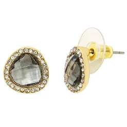 LC Lauren Conrad Gold Tone Gray Crystal Abstract Circle Stud Earrings