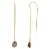 LC Lauren Conrad Gold Tone Black Crystal Teardrop Threader Earrings