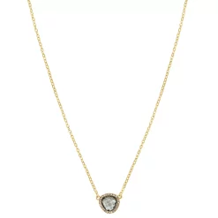 LC Lauren Conrad Gold Tone Gray Crystal Abstract Circle Medallion Necklace