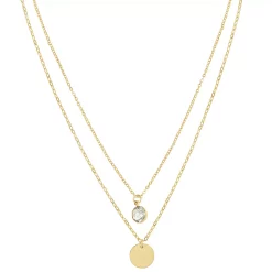 LC Lauren Conrad Gold Tone Crystal 2-Row Layered Pendant Necklace