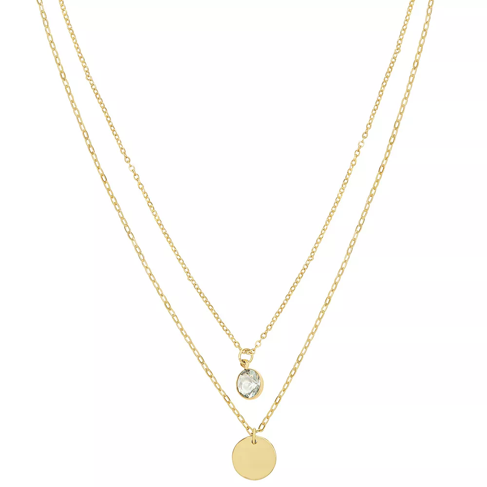 LC Lauren Conrad Gold Tone Crystal 2-Row Layered Pendant Necklace
