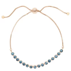 LC Lauren Conrad Rose Gold Tone Blue Crystal Adjustable Chain Tennis Bracelet