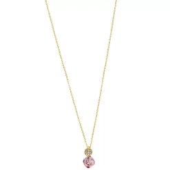 LC Lauren Conrad Gold Tone Pink Crystal Pendant Necklace