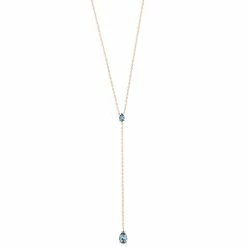 LC Lauren Conrad Rose Gold Tone Blue Crystal Y-Necklace