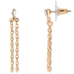 LC Lauren Conrad Rose Gold Tone Crystal Chain Linear Drop Earrings