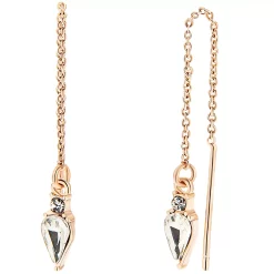 LC Lauren Conrad Rose Gold Tone Crystal Chain Threader Earrings