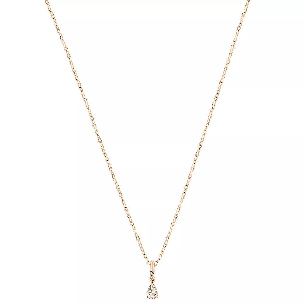 LC Lauren Conrad Rose Gold Tone Crystal Dainty Teardrop Pendant Necklace
