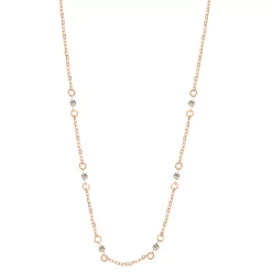 LC Lauren Conrad Rose Gold Tone Crystal Dainty Chain Station Necklace