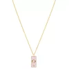 LC Lauren Conrad Gold Tone Crystal Cancer Enamel Rectangular Pendant Necklace