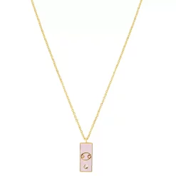 LC Lauren Conrad Gold Tone Crystal Cancer Enamel Rectangular Pendant Necklace