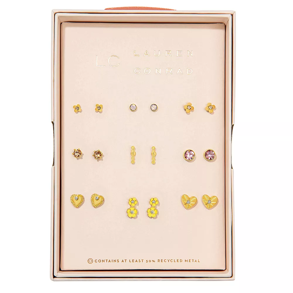 LC Lauren Conrad 9-Pack Valentine's Day Heart Stud Earrings