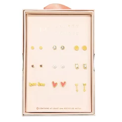 LC Lauren Conrad 9-Pack Valentine's Day Pink Heart Stud Earrings