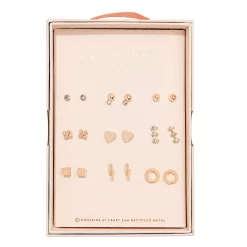 LC Lauren Conrad 9-Pack Valentine's Day Pink Heart Silver-Tone Stud Earrings