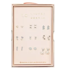 LC Lauren Conrad 9-Pack Silver-Tone Pearl Valentine's Day Stud Set