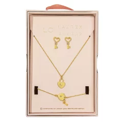 LC Lauren Conrad Heart Locket Necklace, Earring, & Bracelet Set