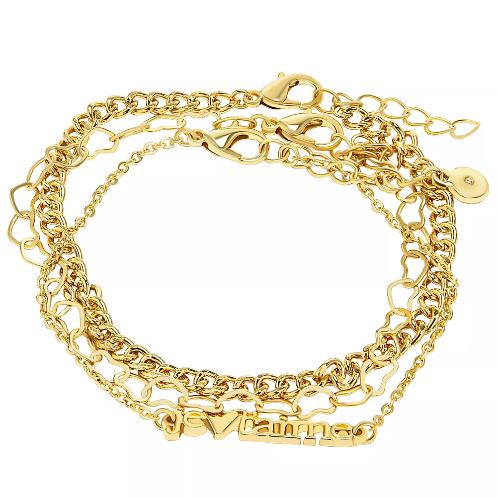 LC Lauren Conrad Gold Tone Multichain Je Ta'ime Bracelet Set