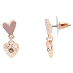 LC Lauren Conrad Rose Gold Tone Flat Textured Heart Post Earrings