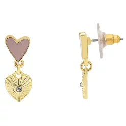 LC Lauren Conrad Gold Tone Flat Textured Heart Post Earrings