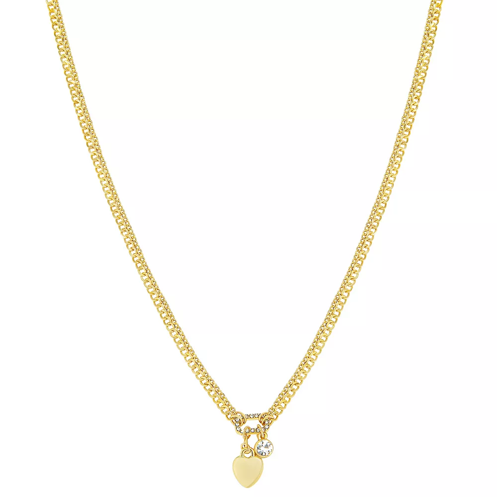 LC Lauren Conrad Gold Tone Two Row Chain And Charms Necklace