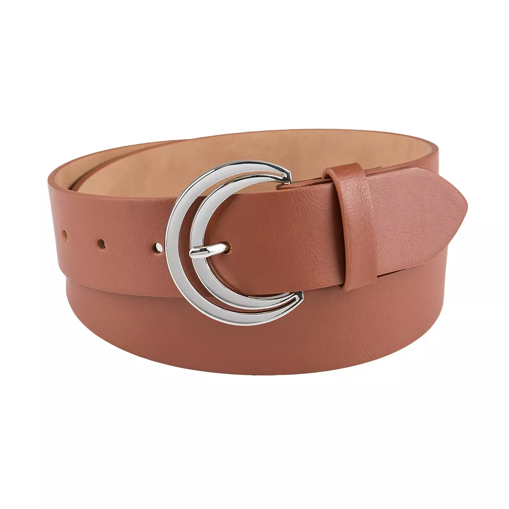 Women's LC Lauren Conrad Crescent Cut-Out Retro Buckle Belt in Regular & Plus