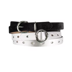 Women's LC Lauren Conrad 2-Pack Velvet & Bonded Leather Skinny Belt Set in Regular & Plus