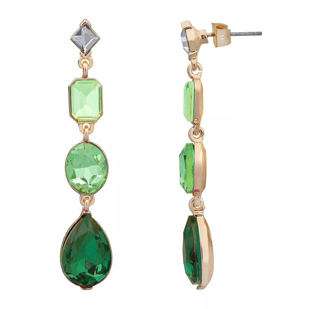 LC Lauren Conrad Tiered Gem Nickel Free Drop Earrings - Image 2